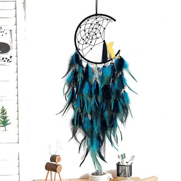 Cat Woven Net/Web with Feather Pendant Decoration