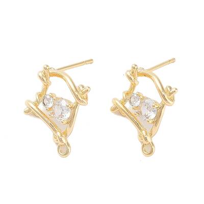 Brass Micro Pave Cubic Zirconia Stud Earring Findings