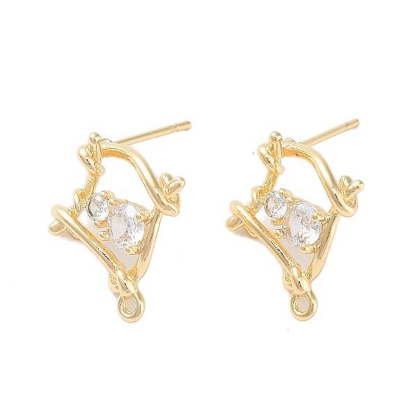 Brass Micro Pave Cubic Zirconia Stud Earring Findings