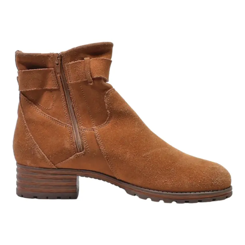 CLARKS Ankle Boots Brown Suede Womens UK 5.5