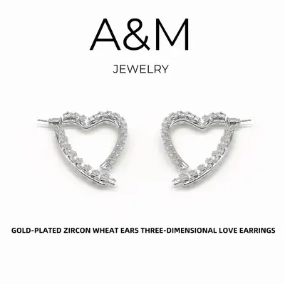 A&M 14K Gold Plated Elegant Rhinestone Earrings For Women - 5A Grade Cubic Zirconia, Hypoallergenic, Jewelry
