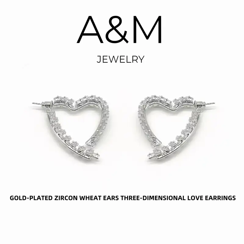 A&M 14K Gold Plated Elegant Rhinestone Earrings For Women - 5A Grade Cubic Zirconia, Hypoallergenic, Jewelry