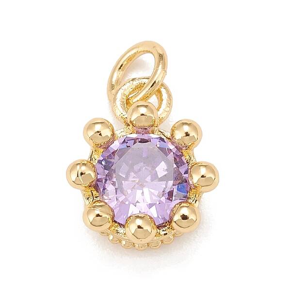 Brass Inlaid Clear Cubic Zirconia Charms