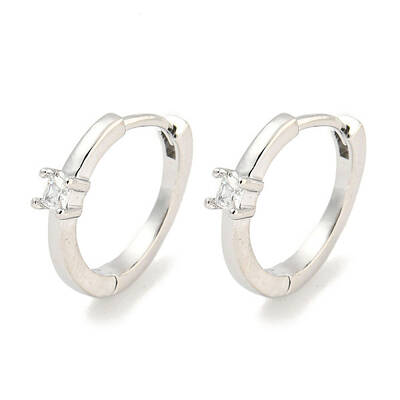 Brass Micro Pave Clear Cubic Zirconia Earrings