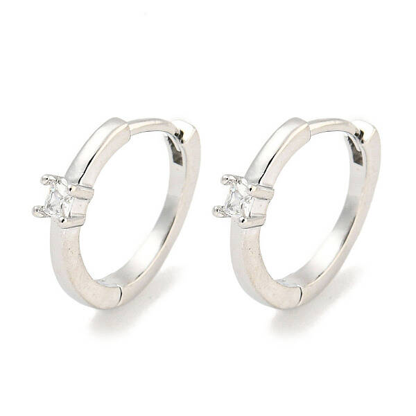 Brass Micro Pave Clear Cubic Zirconia Earrings