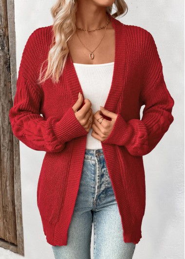 Modlily Wine Red Long Sleeve Tunic Cardigan - S
