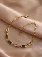 Fashionable Artificial Crystal Decor Link Bracelet, Casual Versatile Party Accessories for Women & Girls, All-match Trendy Fa...