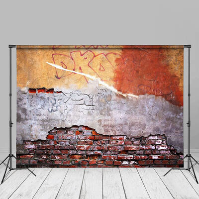 Graffiti Shabby Red Orange Brick Photoshoot Backdrop - Aperturee