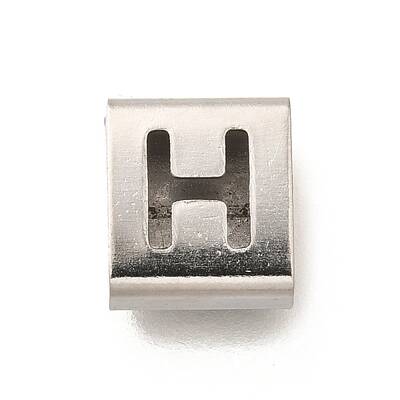 Letter Style 304 Stainless Steel Square Slide Charms