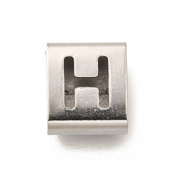 Letter Style 304 Stainless Steel Square Slide Charms