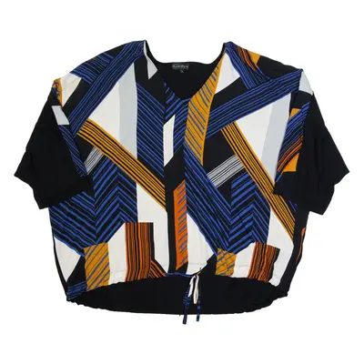 PHASE EIGHT Womens Printed Top Black V-Neck Geometric UK 18