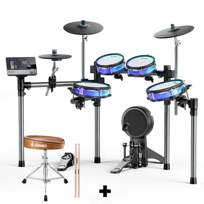 Donner BackBeat Professional Electronic Drum Kit - Drum Set+Brown Drum Stool