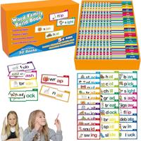 Word Family Flash Card Game, 30pcs/box Reading Flip Book, Colorful Letter Flashcards, Durable Educational Reading Games for ...