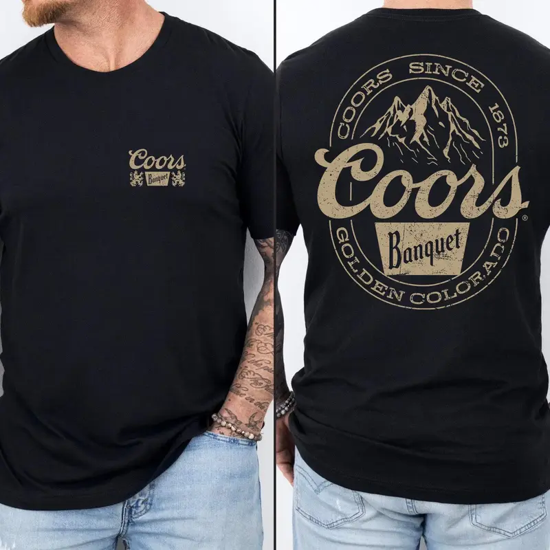 Coors Banquet Mountain Logo T-shirt - 2 Side - Universal Appeal Garments - Statement Pieces - - Pick Your Color - All Sizes O...