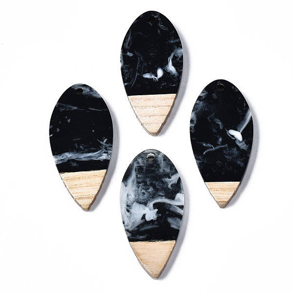 Opaque Resin & Walnut Wood Pendants
