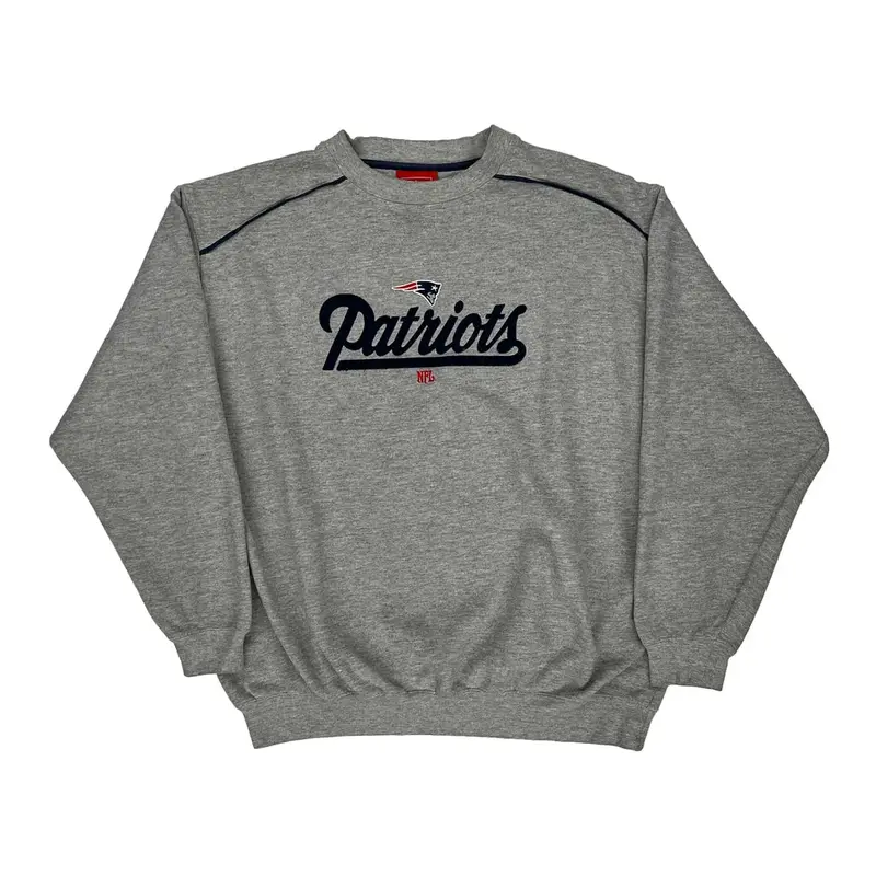 New England Patriots Nfl Nfl Sweatshirt - XL Grey Cotton Blend