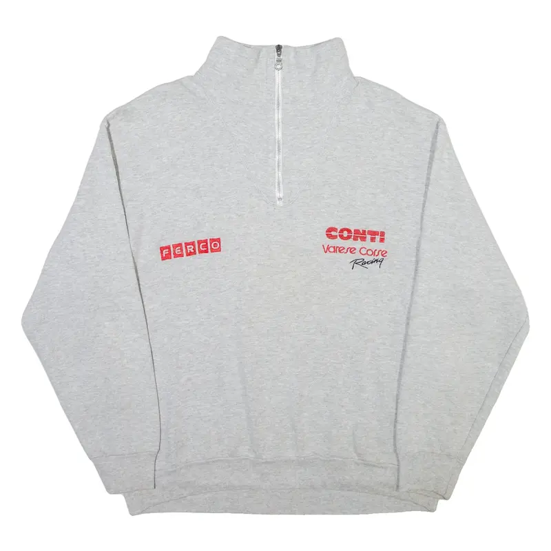 SCREEN STARS Conti Racing Mens Sweatshirt Grey 1/4 Zip L