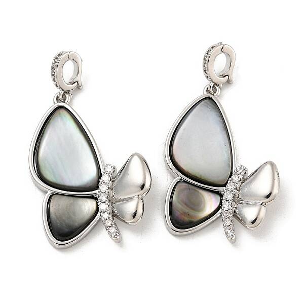 Brass Micro Pave Clear Cubic Zirconia Pendants