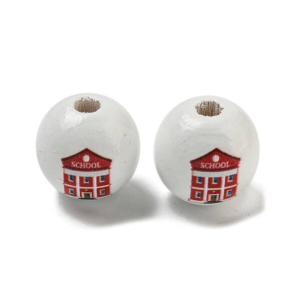 Printed Wood European Beads