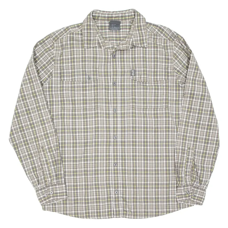 JACK WOLFSKIN Mens Shirt Grey Check Long Sleeve L