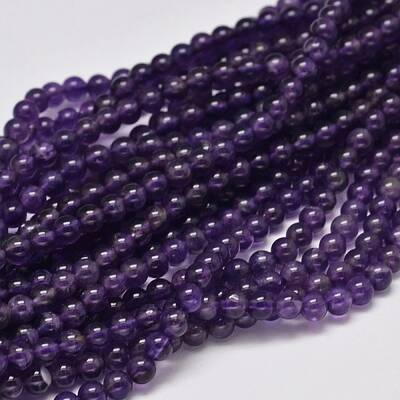 Round Grade A Natural Amethyst Bead Strands