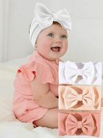 Cute Bowknot Design Hair Bands, 3pcs/set Baby Big Head Bow Soft Elastic Hair Bands for Baby Girls, Sweet Baby Hair Accessorie...