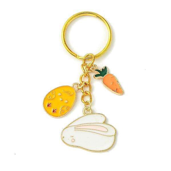 Easter Egg & Rabbit & Carrot Alloy Enamel Pendant Keychain