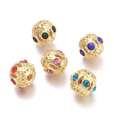 Brass Micro Pave Cubic Zirconia Beads