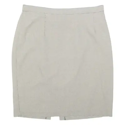 Womens Pencil Skirt Grey Knee Length Houndstooth L