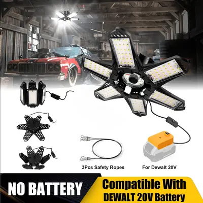LED Garage Light for Dewalt 20V Battery, Battery NOT Included, 50W 5000LM Garage Lights with 6+1 Deformable Panels, Ceiling L...