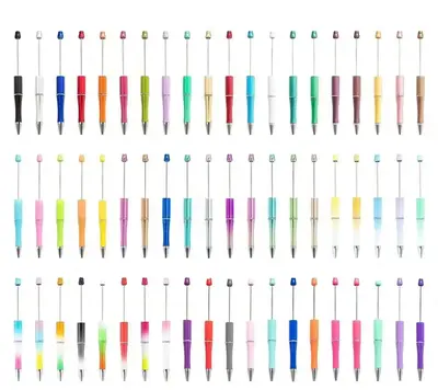 【P1] Qty 10 Standard Beadable Pens - Black Ink, Durable Plastic, Easy DIY, Fun Creative Gift for Home Office School Busines...