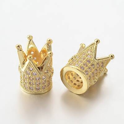 Brass Micro Pave Cubic Zirconia Beads