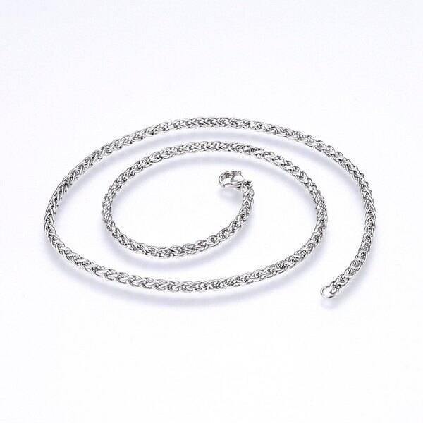 Non-Tarnish 304 Stainless Steel Wheat Chain Necklaces