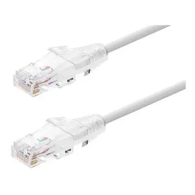 13555 Monoprice Cat6 Component Level Ethernet Cable SlimRun Pure Bare Copper UTP 28AWG 550MHz Snagless RJ45 20ft White