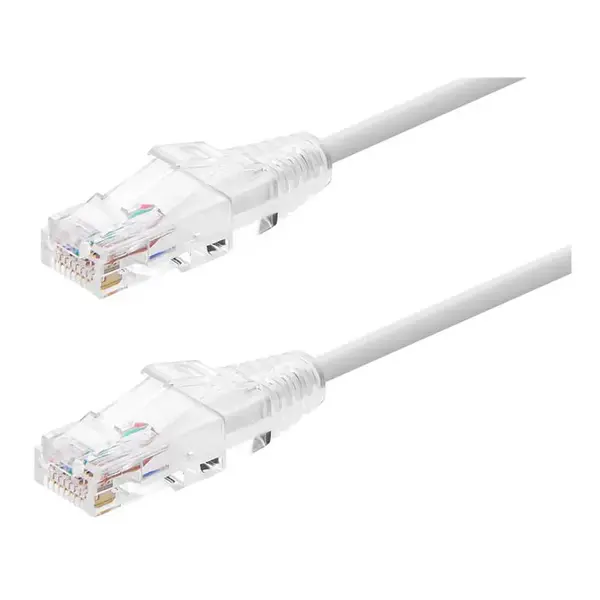13555 Monoprice Cat6 Component Level Ethernet Cable SlimRun Pure Bare Copper UTP 28AWG 550MHz Snagless RJ45 20ft White