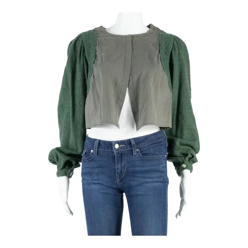 Womens Blouse Grey Puff Sleeve M