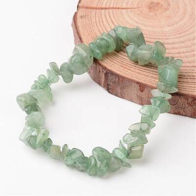Natural Green Aventurine Chip Beaded Stretch Bracelets