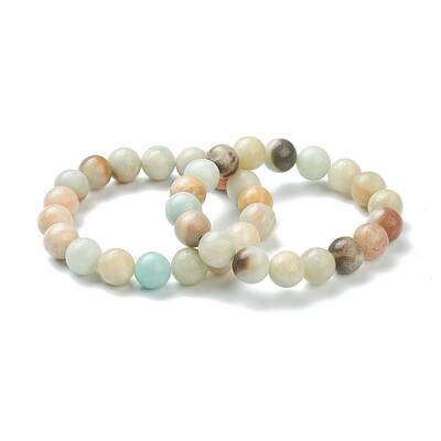 Natural Amazonite Beaded Stretch Bracelets