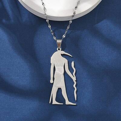 304 Stainless Steel Egyptian Ancient God Anubis Pendant Necklaces
