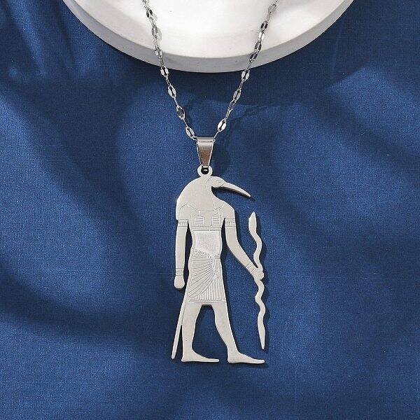 304 Stainless Steel Egyptian Ancient God Anubis Pendant Necklaces