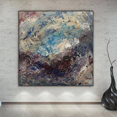 Abstract Painting Canvas Colorful Wall Art Abstract Cliff Art Painting Palette Knife Art Contemporary Wall Art Luxury Paintin...