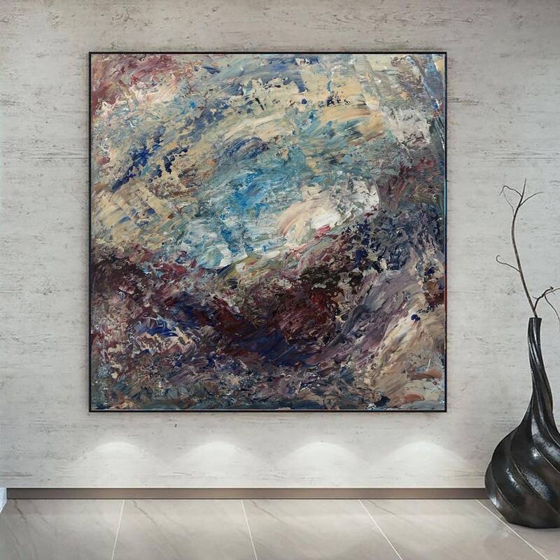 Abstract Painting Canvas Colorful Wall Art Abstract Cliff Art Painting Palette Knife Art Contemporary Wall Art Luxury Paintin...