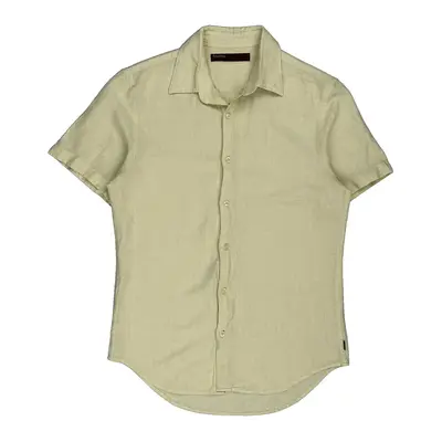 Perry Eliis Slim Fit Short Sleeve Shirt - Medium Yellow Linen