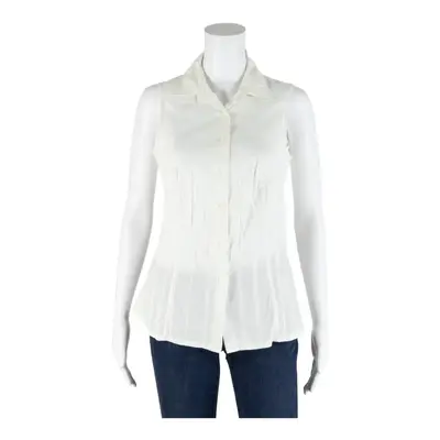 TRUSSARDI JEANS Blouse White Collared Sleeveless Womens M