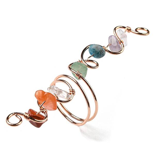 Natural Mixed Gemstone Chips Wide Ring