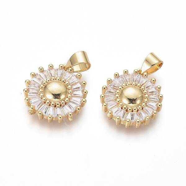 Brass Micro Pave Cubic Zirconia Pendants