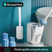 Toilet Brush Set with Holder, 1 Set Toilet Brush & Bowl & Disposable Refill Brush Heads Kit, Cleaning Supplies, Home Essentia...