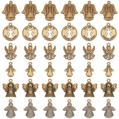 60PCS 6Style Angel Tibetan Style Alloy Pendants