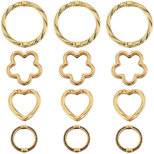 120Pcs 4 Styles Tibetan Style Alloy Bead Frames