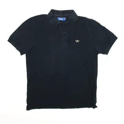 ADIDAS Sports Polo Shirt Black Short Sleeve Mens M